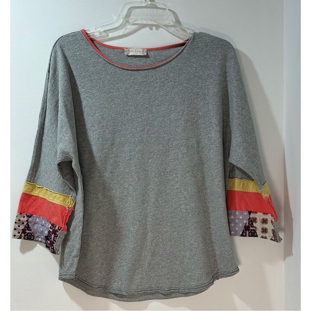 Altar’d State women’s gray sweatshirt patchwork bell sleeves size M.  #39-0987